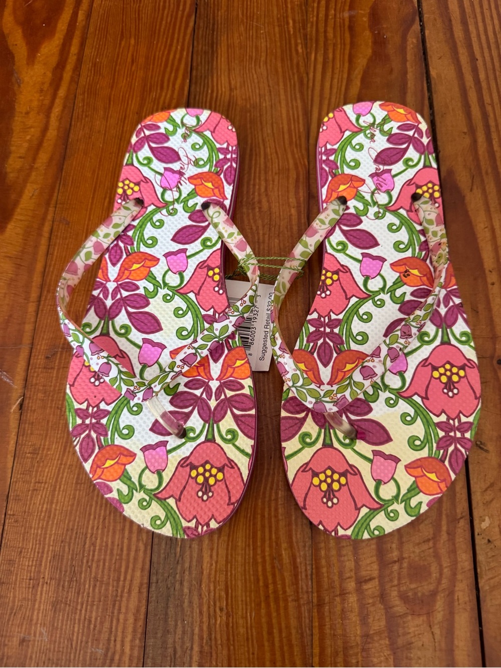 Vera Bradley Floral Pink Patterned Women's Flip Flops